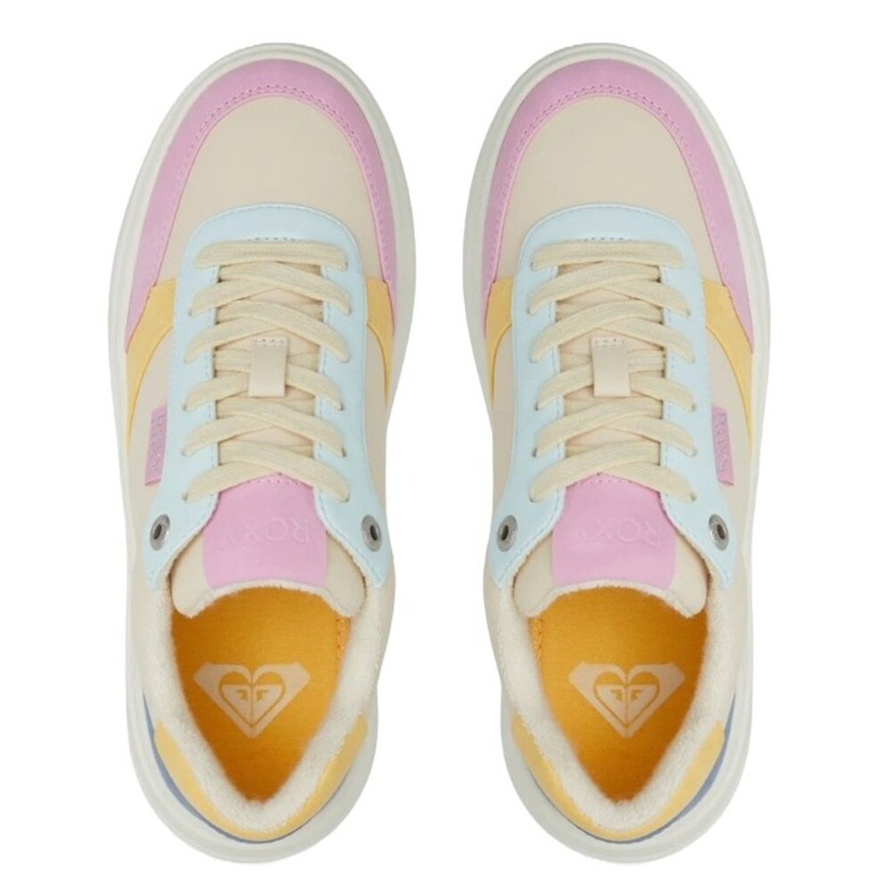 Roxy Carver Sneakers Size 6.5 Platform Parchment Multi Colorblock Low Top Laceup